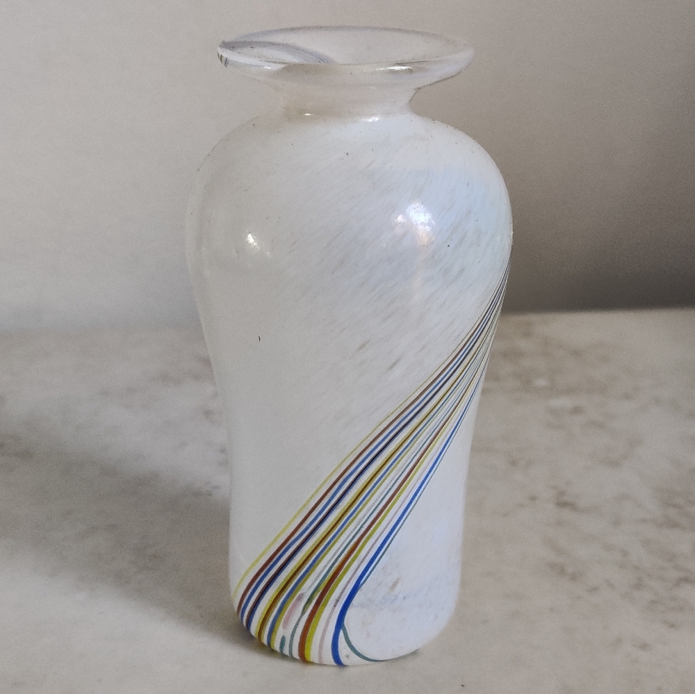 The Kosta Boda Art Glass Rainbow Miniature Decorative Vase by Bertil Vallien